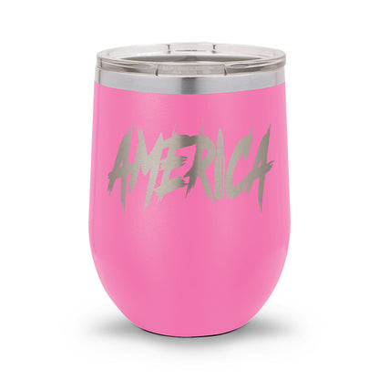 AMERICA | Laser Etched 12oz Stemless Wine Cup