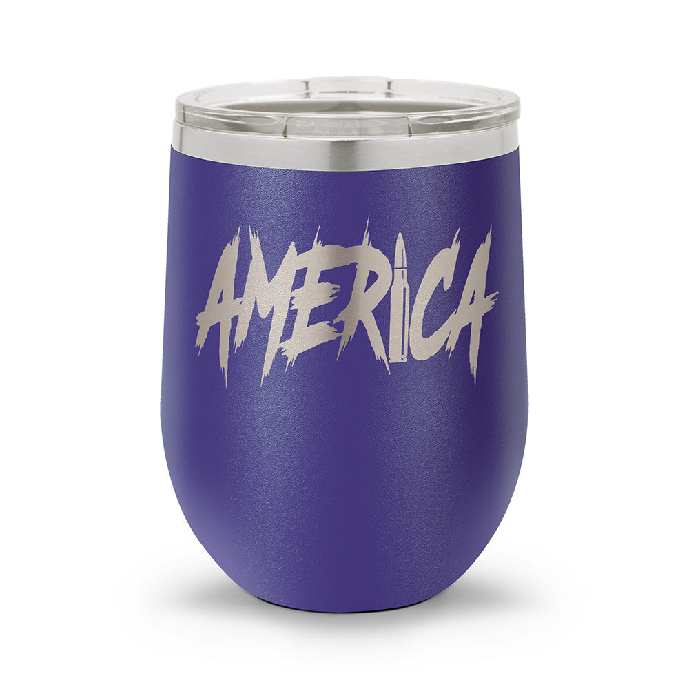 AMERICA | Laser Etched 12oz Stemless Wine Cup