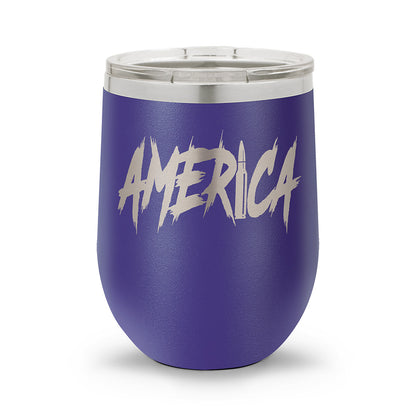 AMERICA | Laser Etched 12oz Stemless Wine Cup