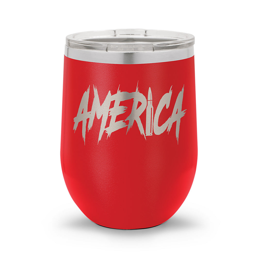 AMERICA | Laser Etched 12oz Stemless Wine Cup