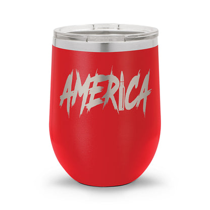 AMERICA | Laser Etched 12oz Stemless Wine Cup