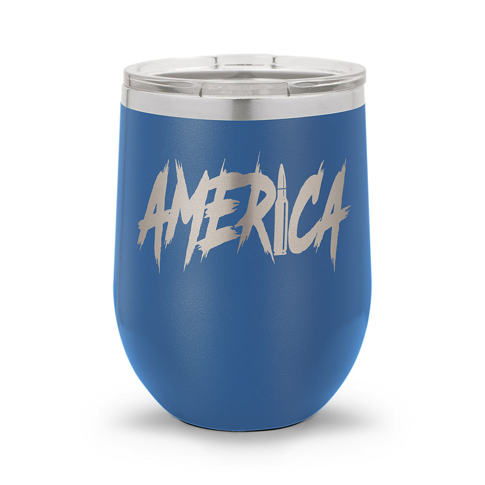 AMERICA | Laser Etched 12oz Stemless Wine Cup