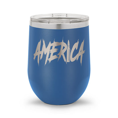 AMERICA | Laser Etched 12oz Stemless Wine Cup