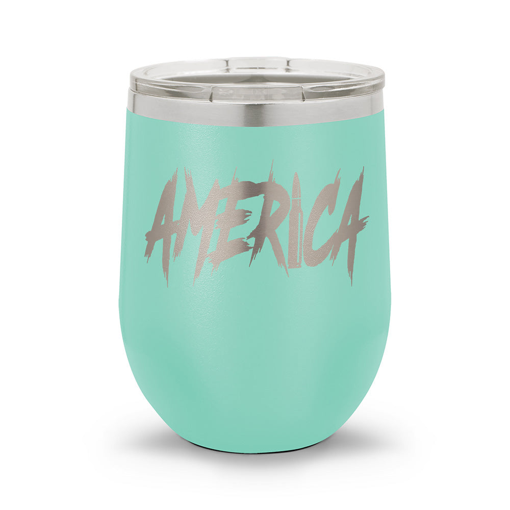 AMERICA | Laser Etched 12oz Stemless Wine Cup