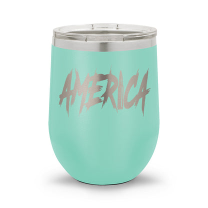 AMERICA | Laser Etched 12oz Stemless Wine Cup