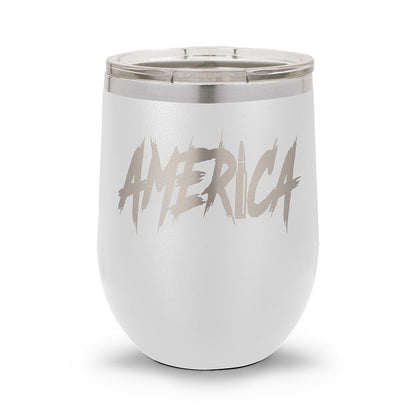 AMERICA | Laser Etched 12oz Stemless Wine Cup