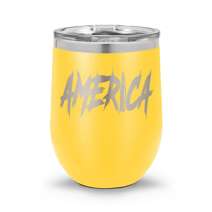 AMERICA | Laser Etched 12oz Stemless Wine Cup