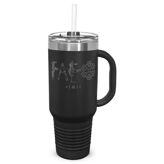 F Around & Find Out FAFO Detailed Laser Etched 40oz Tumbler, Vacuum Insulated, With Handle & Straw