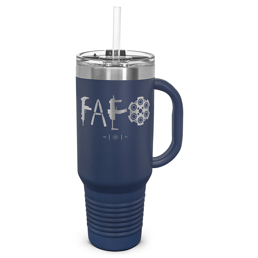 F Around & Find Out FAFO Laser Etched 40oz Tumbler, Vacuum Insulated, With Handle & Straw