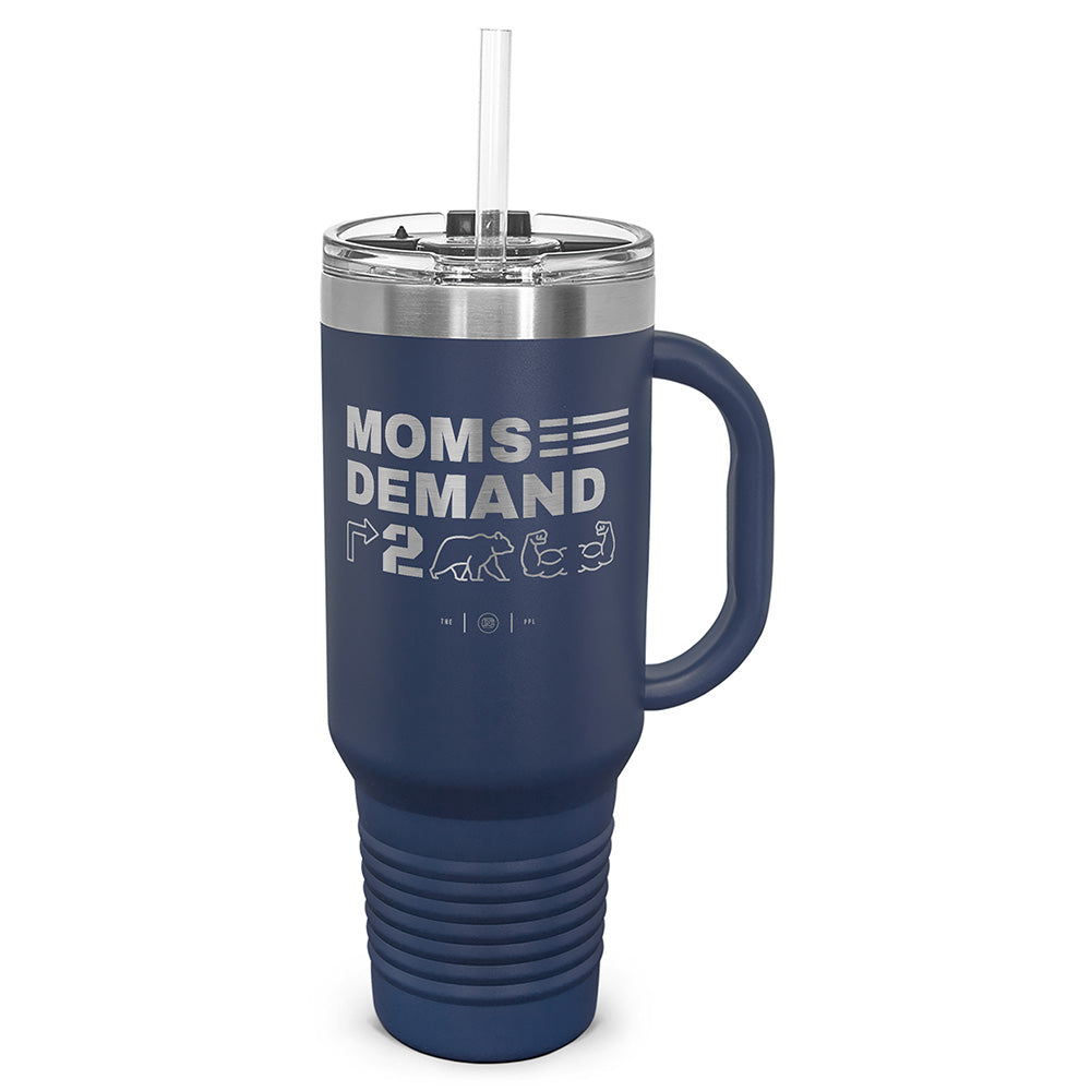 Moms Demand Right To Bear Arms Laser Etched 40oz Tumbler, Vacuum Insulated, With Handle & Straw