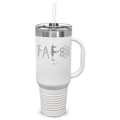 F Around & Find Out FAFO Laser Etched 40oz Tumbler, Vacuum Insulated, With Handle & Straw