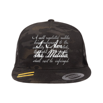I Am The Militia Embroidered Black Multicam Trucker Hat Snapback