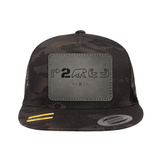 Right To Bear Arms Leather Patch Black Multicam Trucker Hat Snapback