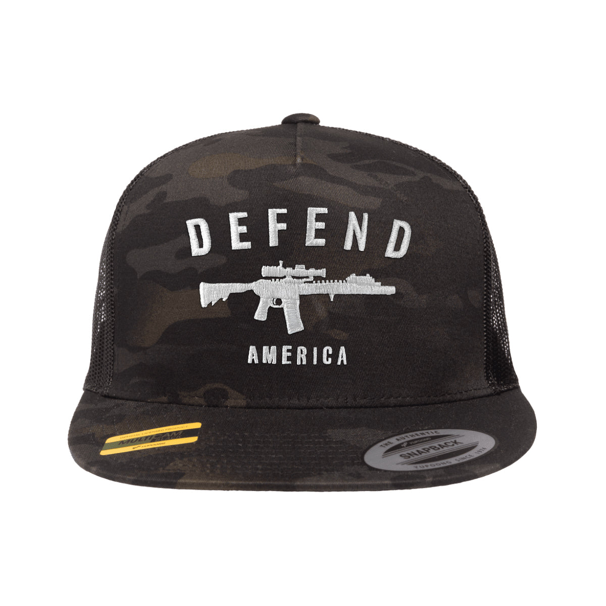 Defend America Black Multicam Trucker Hat Snapback