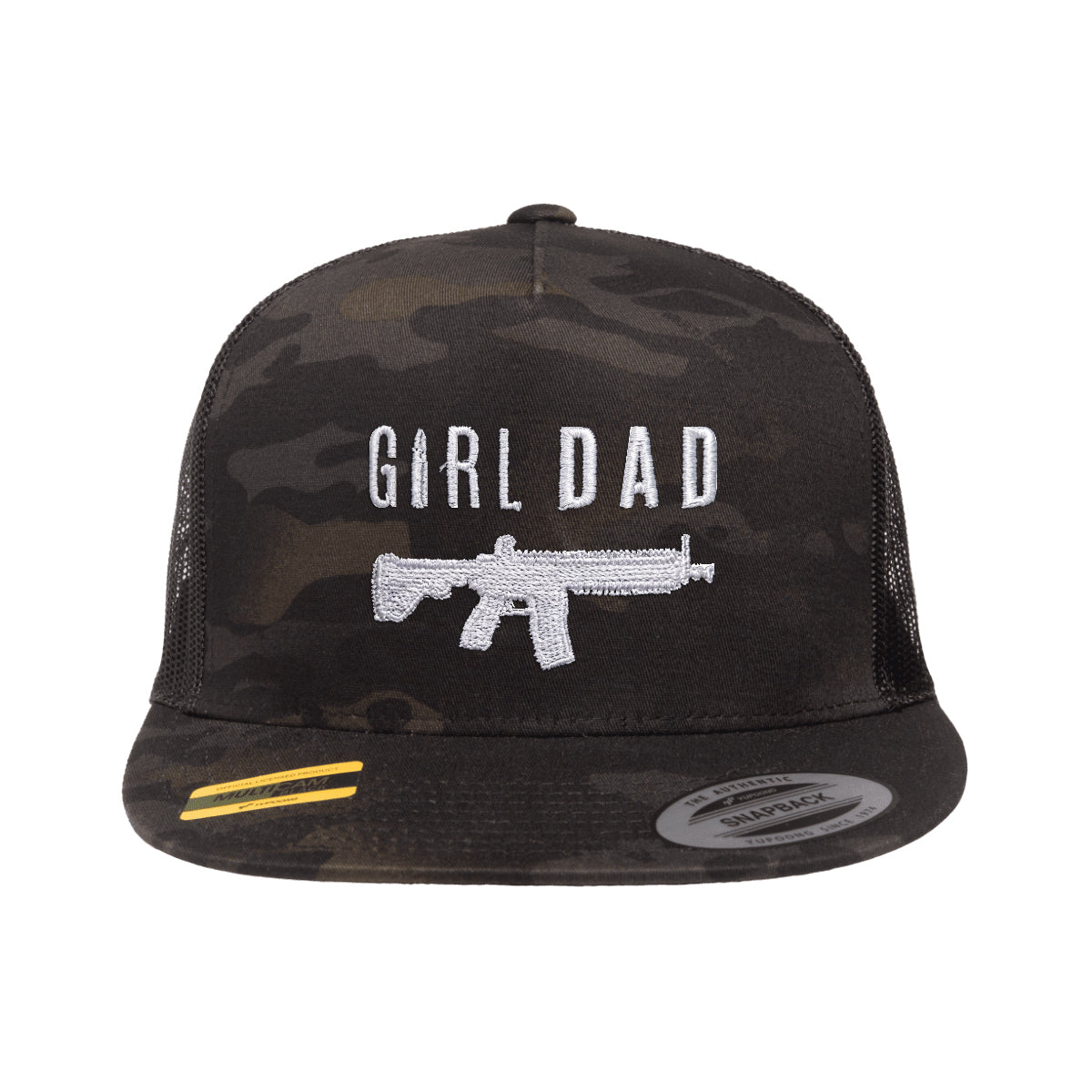 Gun Owning Girl Dad V1 Embroidered Black MultiCam Snapback