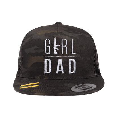 Gun Owning Girl Dad V2 Embroidered Black Multicam Trucker Hat Snapback