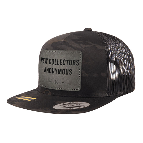 Pew Collectors Anonymous Leather Patch Black MultiCam Snapback