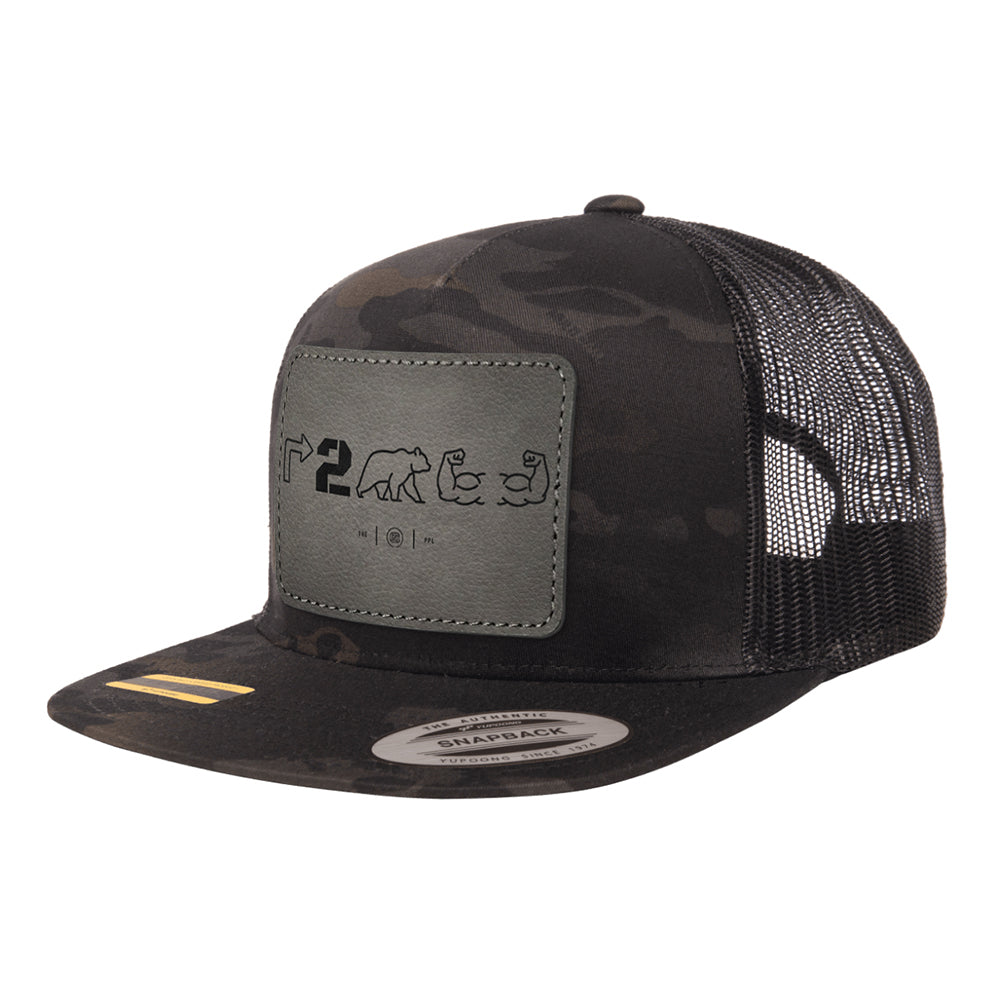 Right To Bear Arms Leather Patch Black Multicam Trucker Hat Snapback