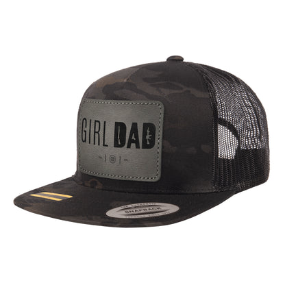 Gun-Owning Girl Dad Leather Patch Black Multicam Trucker Hat Snapback