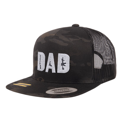 Dad Embroidered Black Multicam Trucker Hat Snapback