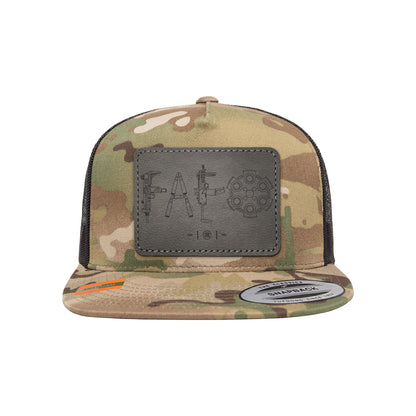 F Around & Find Out FAFO Detailed Leather Patch Tactical Arid Trucker Hat Snapback