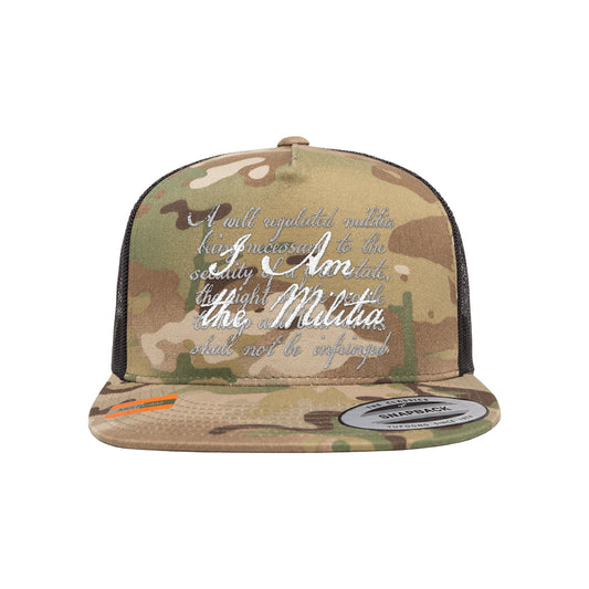 I Am The Militia Embroidered Tactical Arid Trucker Hat Snapback