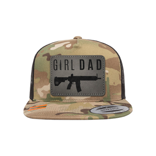 Gun-Owning Girl Dad V1 Leather Patch Arid Trucker Hat Snapback