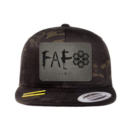 F Around & Find Out FAFO Leather Patch Black MultiCam Snapback