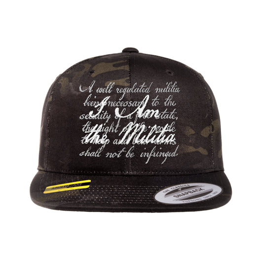 I Am The Militia Embroidered Black MultiCam Snapback
