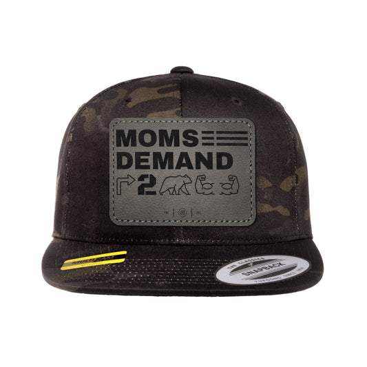 Moms Demand Right To Bear Arms Leather Patch Black MultiCam Snapback