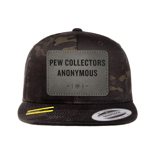 Pew Collectors Anonymous Leather Patch Black Multicam Trucker Hat Snapback