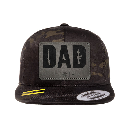Dad Leather Patch Black MultiCam Snapback