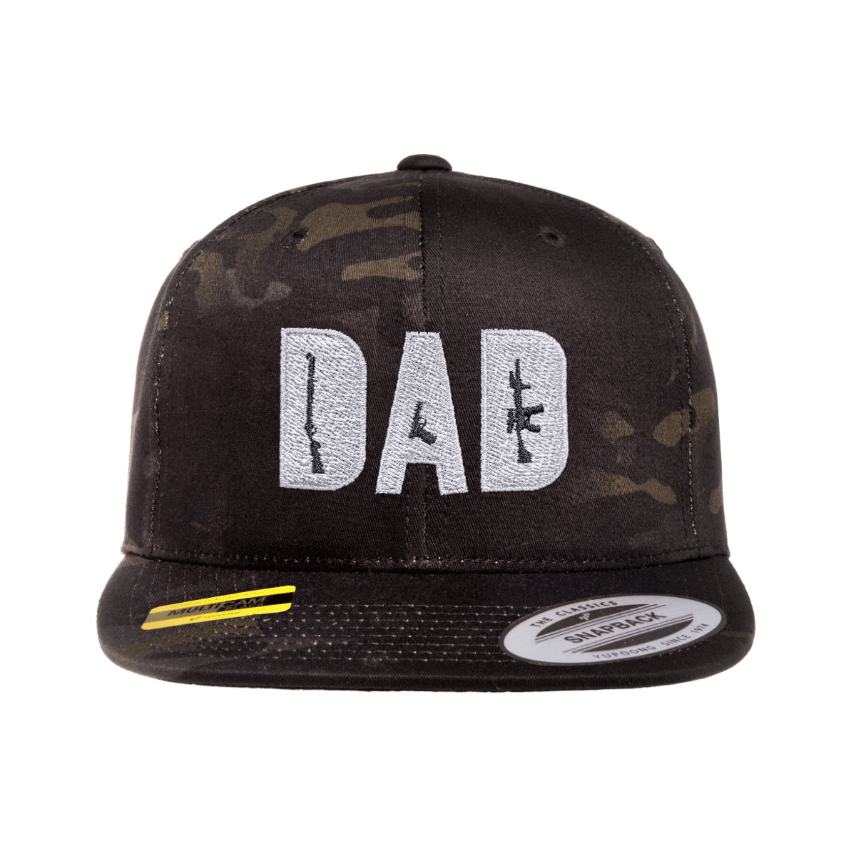 Dad Embroidered Black Multicam Trucker Hat Snapback