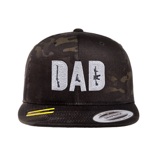 Dad Embroidered Black Multicam Trucker Hat Snapback