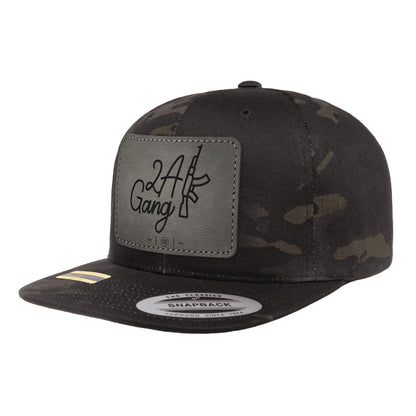 2A Gang Leather Patch Black Multicam Trucker Hat Snapback