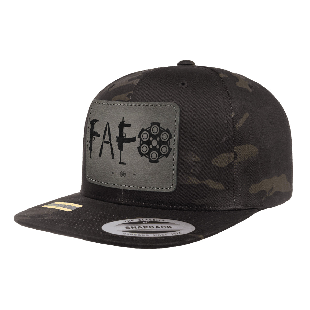 F Around & Find Out FAFO Leather Patch Black MultiCam Snapback