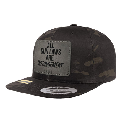All Gun Laws Are Infringement Leather Patch Black MultiCam Snapback