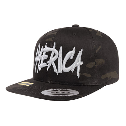 AMERICA Embroidered Black MultiCam Snapback