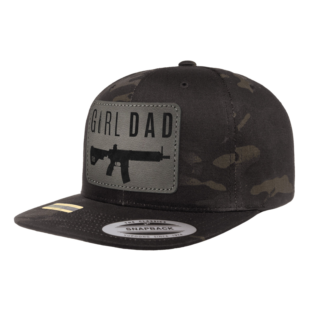 Gun-Owning Girl Dad V1 Leather Patch Black MultiCam Snapback