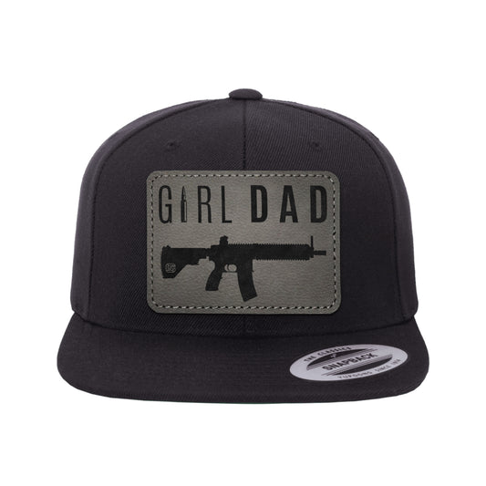 Gun-Owning Girl Dad V1 Leather Patch Black Hat Snapback