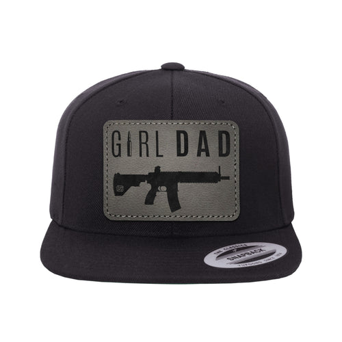 Gun-Owning Girl Dad V1 Leather Patch Black Hat Snapback