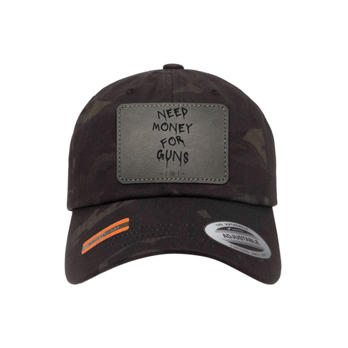 Need Money For Guns Leather Patch Black Multicam Dad Hat
