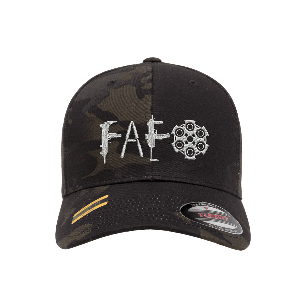 F Around & Find Out FAFO Embroidered Black Mutlicam Hat FlexFit