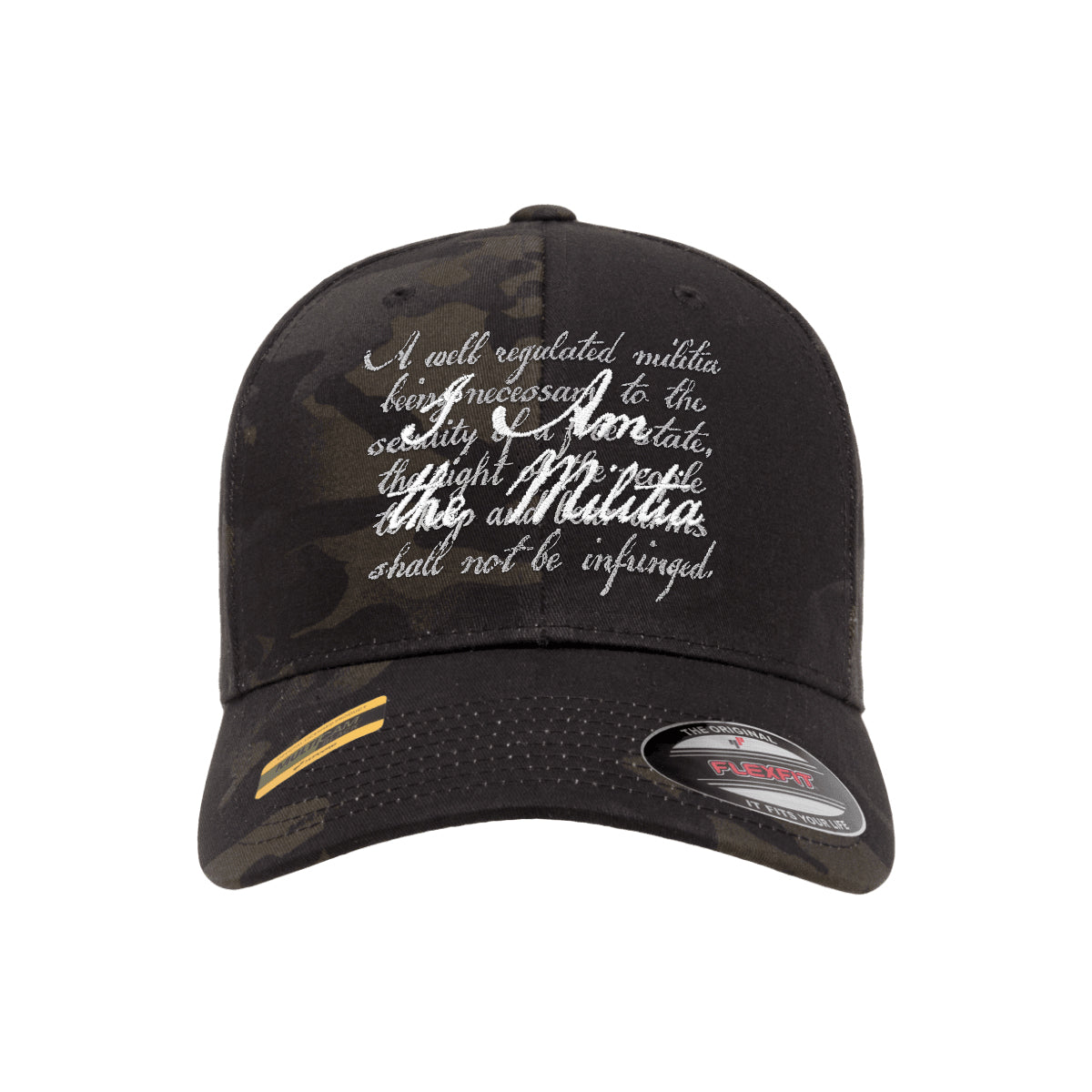 I Am The Militia Embroidered Black Mutlicam Hat FlexFit