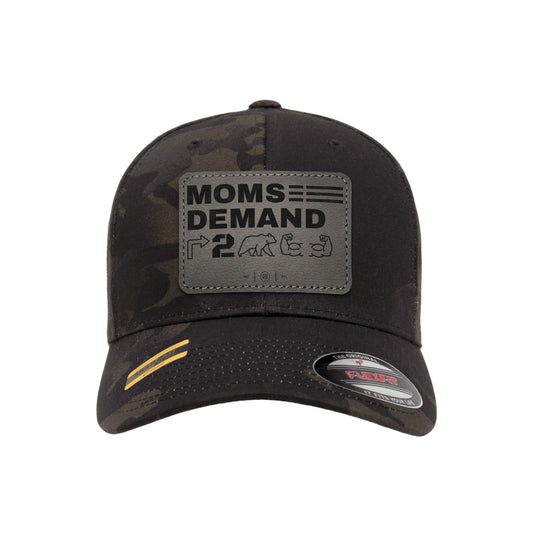 Moms Demand Right To Bear Arms Leather Patch Black Mutlicam Hat FlexFit