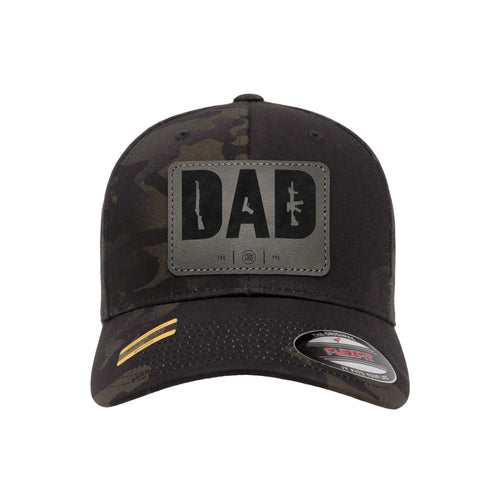 Dad Leather Patch Black Multicam Hat FlexFit