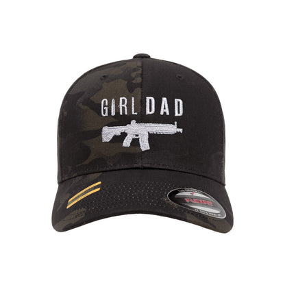 Gun Owning Girl Dad V1 Embroidered Black Mutlicam Hat FlexFit
