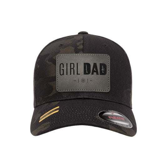 Gun-Owning Girl Dad Leather Patch Black Mutlicam Hat FlexFit