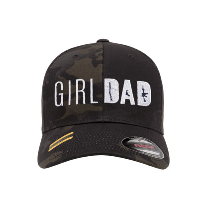 Gun Owning Girl Dad Embroidered Black Mutlicam Hat FlexFit