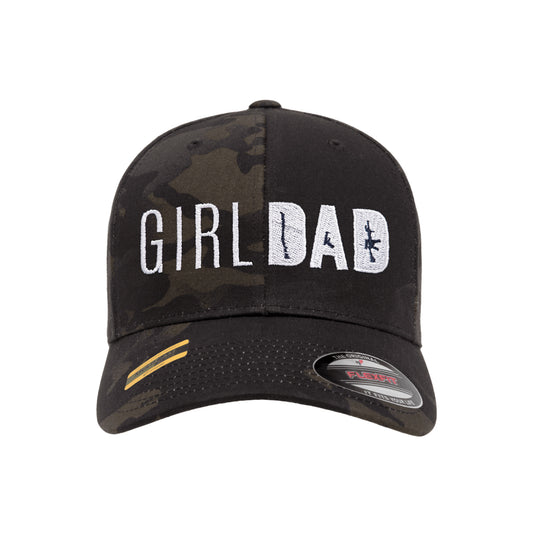 Gun Owning Girl Dad Embroidered Black Mutlicam Hat FlexFit